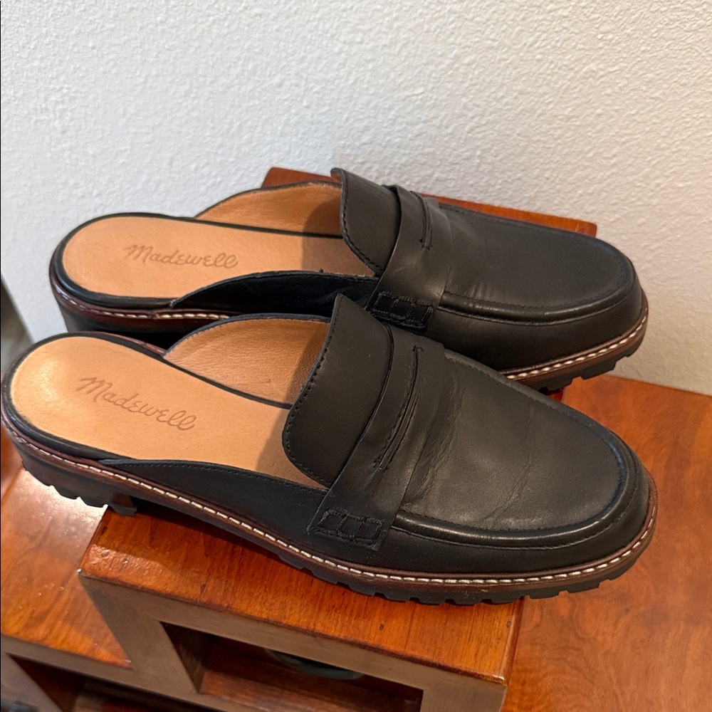 Madewell Women's Black Leather Slip-On Loafers